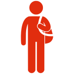 Silhouette man with bag
